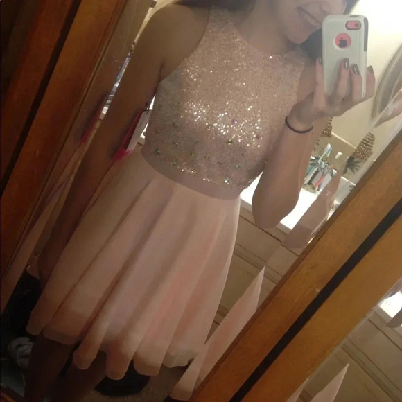 PROMGIRL Short Pink Sparkle Prom Dress XS - Picture 2 of 8